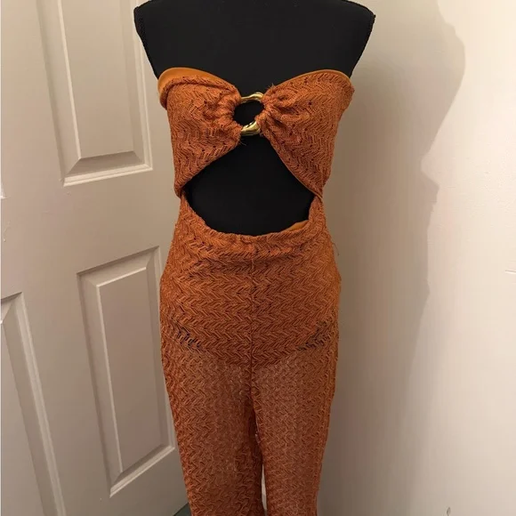Fashion Nova Textured Orange Jumpsuit - Picture 2 of 5